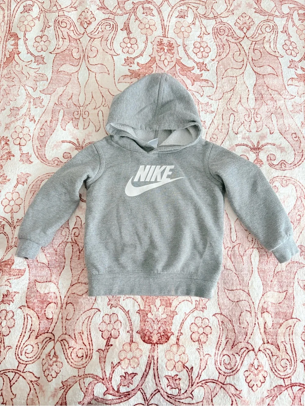 Nike Youth Light Gray Pullover Hoodie with White Logo